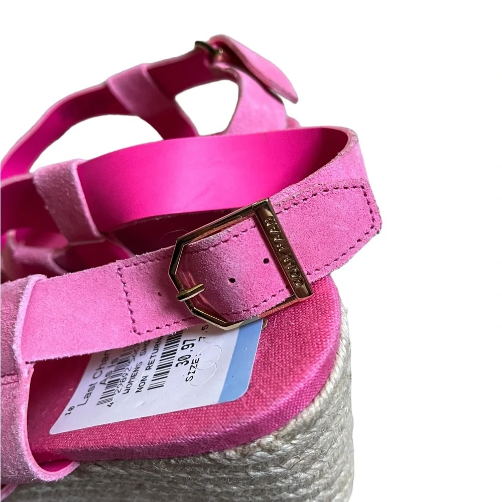 Cole Haan Womens Size 7.5B Pink W25389 Platform Rope Wedge Heels New With Scuffs